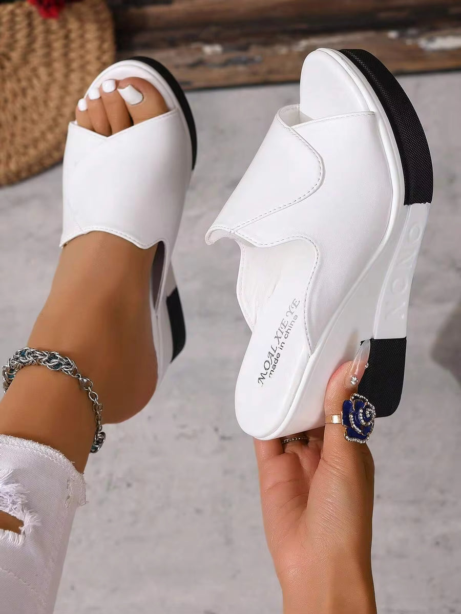 2025 New Summer Women Platform Sandals, Wedge Slippers, Slip-On Sandals, High Heeled Sandals, Fashion Versatile Casual Slides, Summer Beach Sandals, Minimalist Slippers