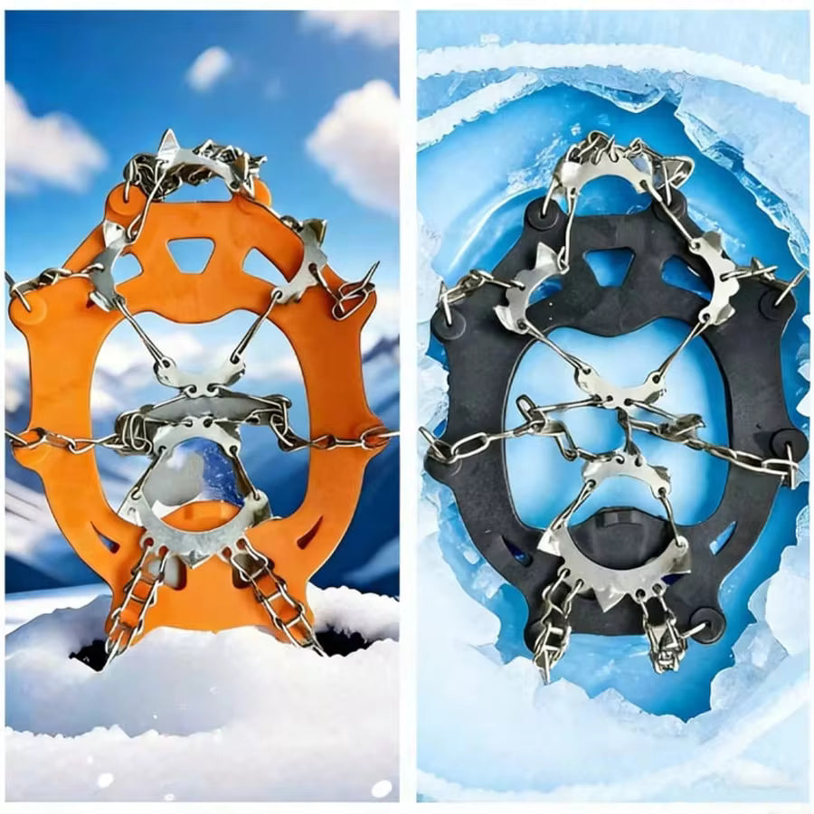 Stainless Steel Studded Anti-Slip Ice Cleats & Boot Traction Grips, Ideal For Walking, Jogging, Hiking & Trekking, Available In Black And Orange